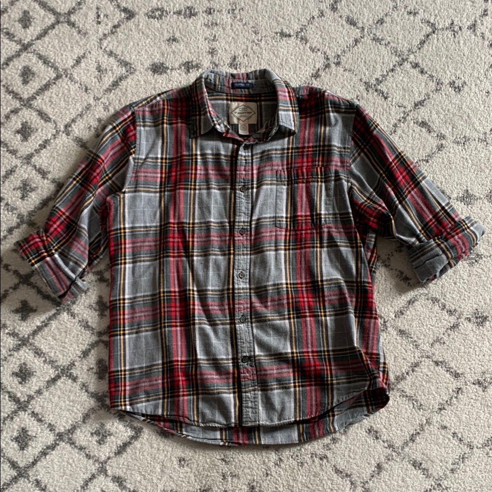 St. John's Bay Casual Red and Gray Plaid Shirt